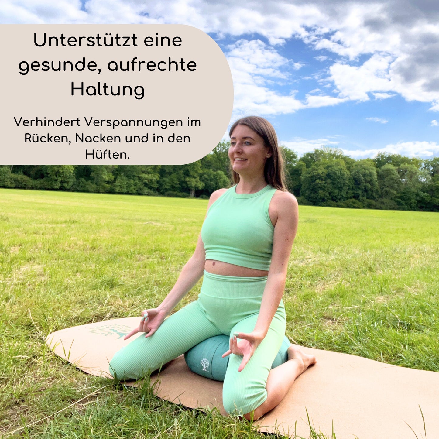 Meditationskissen Mahalo - Unterstützt eine gesunde und aufrechte Haltung. Verhindert Verspannungen im Rücken, Nacken und in den Hüften.