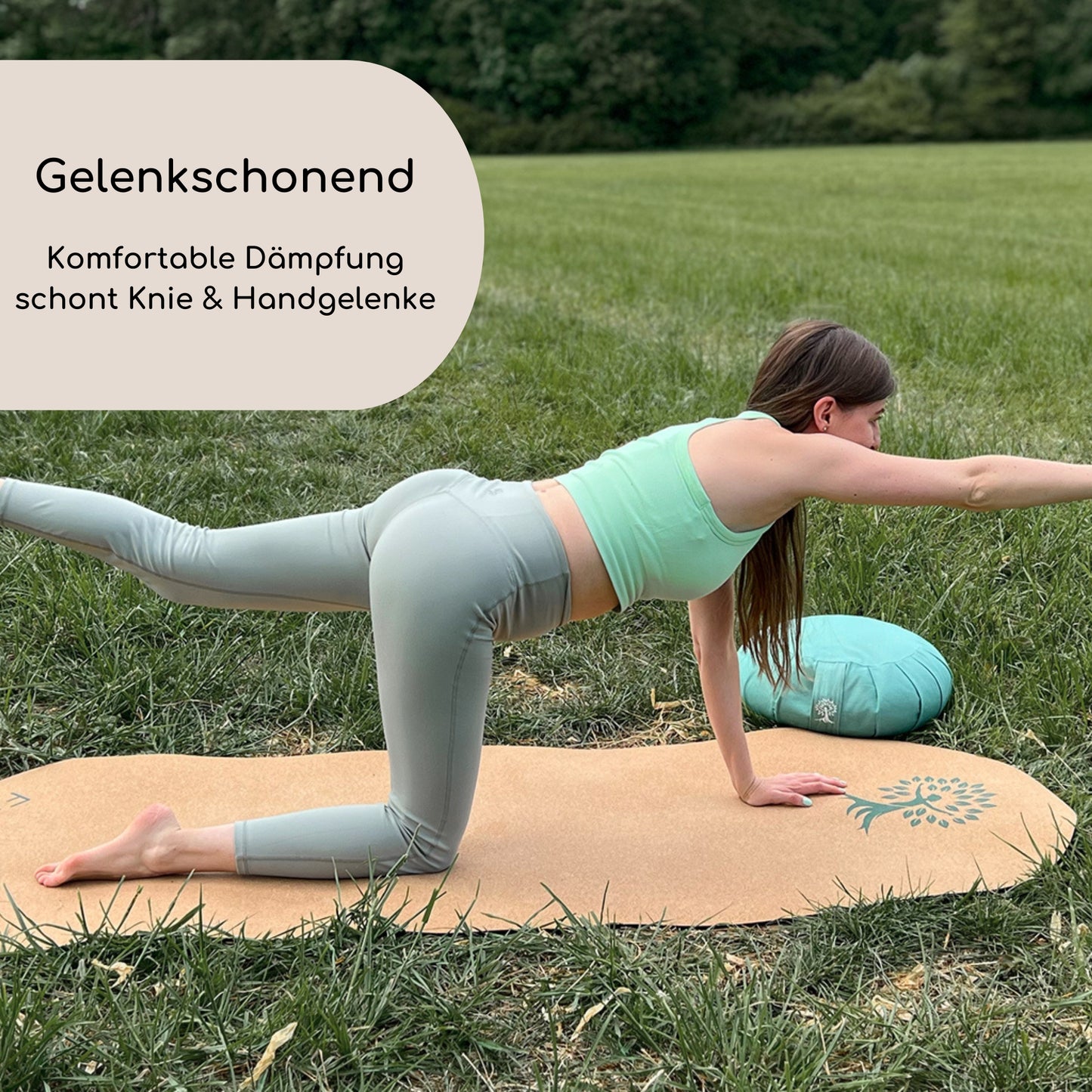Ovale Kork Yogamatte - Gelenkschonend - Komfortable Dämpfung schont Knie & Handgelenke