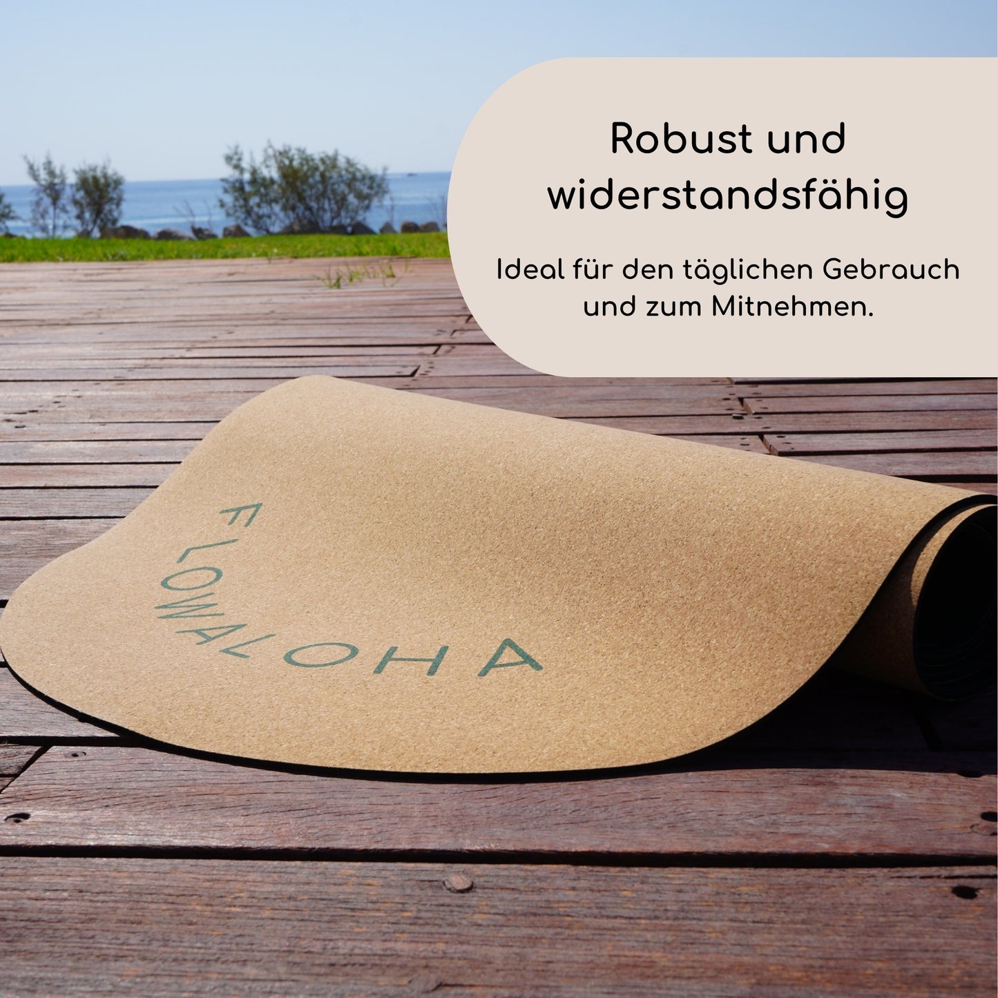 Ovale Kork Yogamatte Kalea - Robust und widerstandsfähig - Ideal für den täglichen Gebrauch und zum Mitnehmen