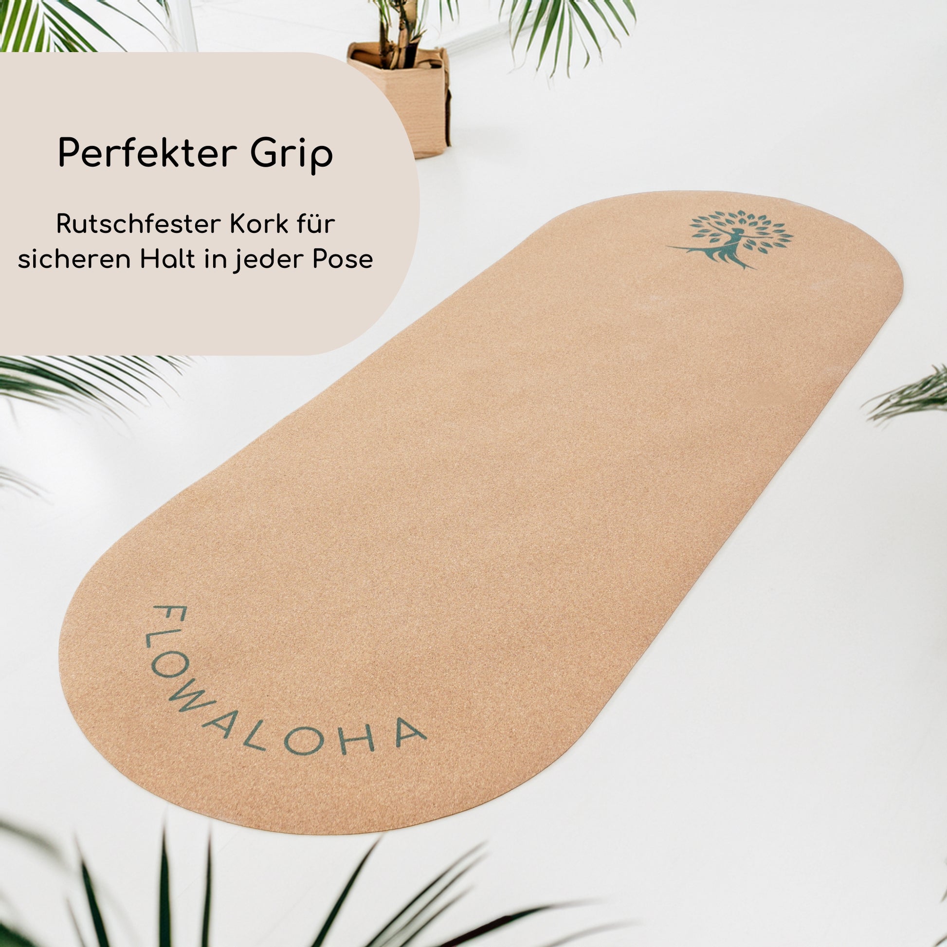 Ovale Yogamatte mit perfektem Grip - Rutschfeste Yogamatte für sicheren Halt in jeder Pose