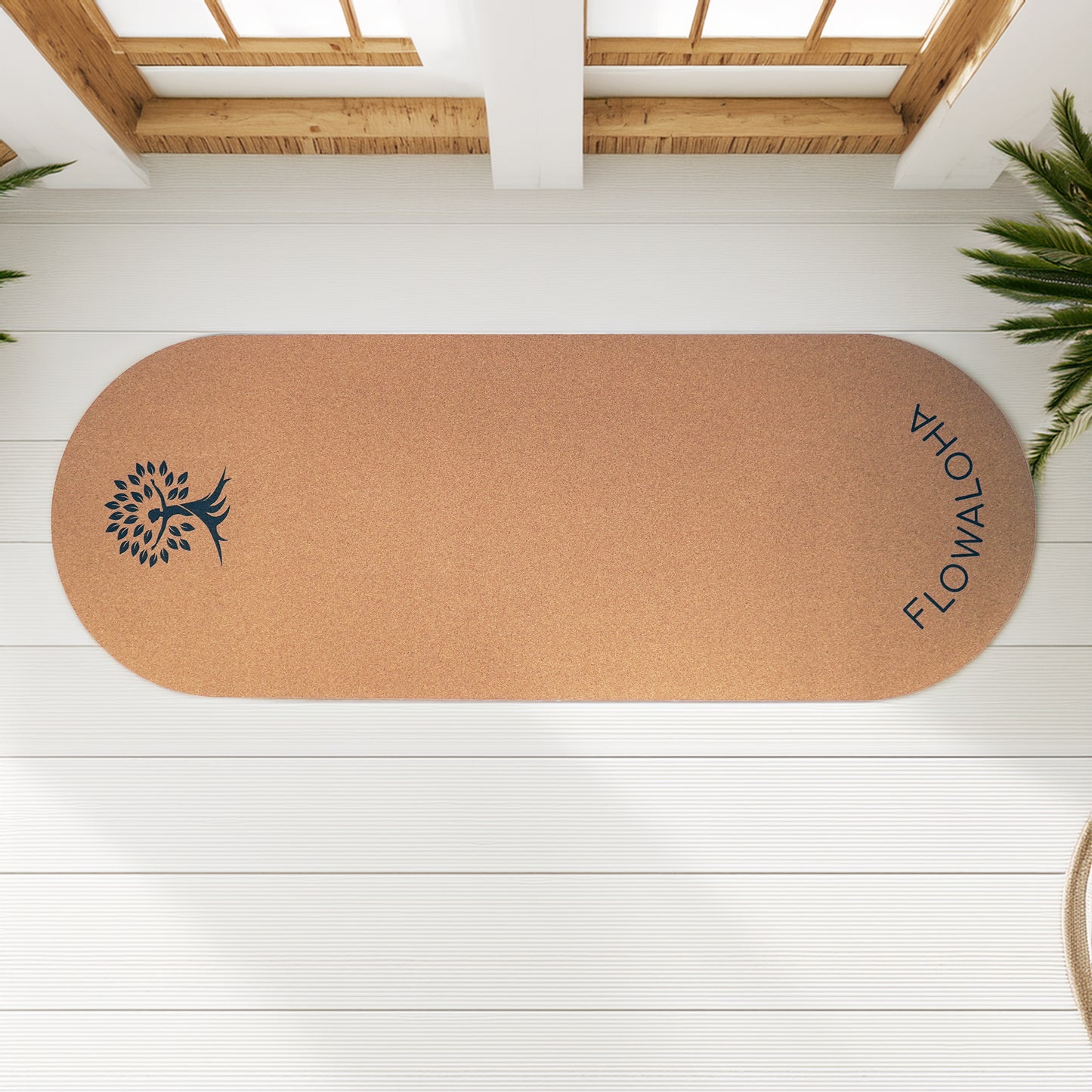 Ovale Kork Yogamatte Kalea - schwarzes Logo