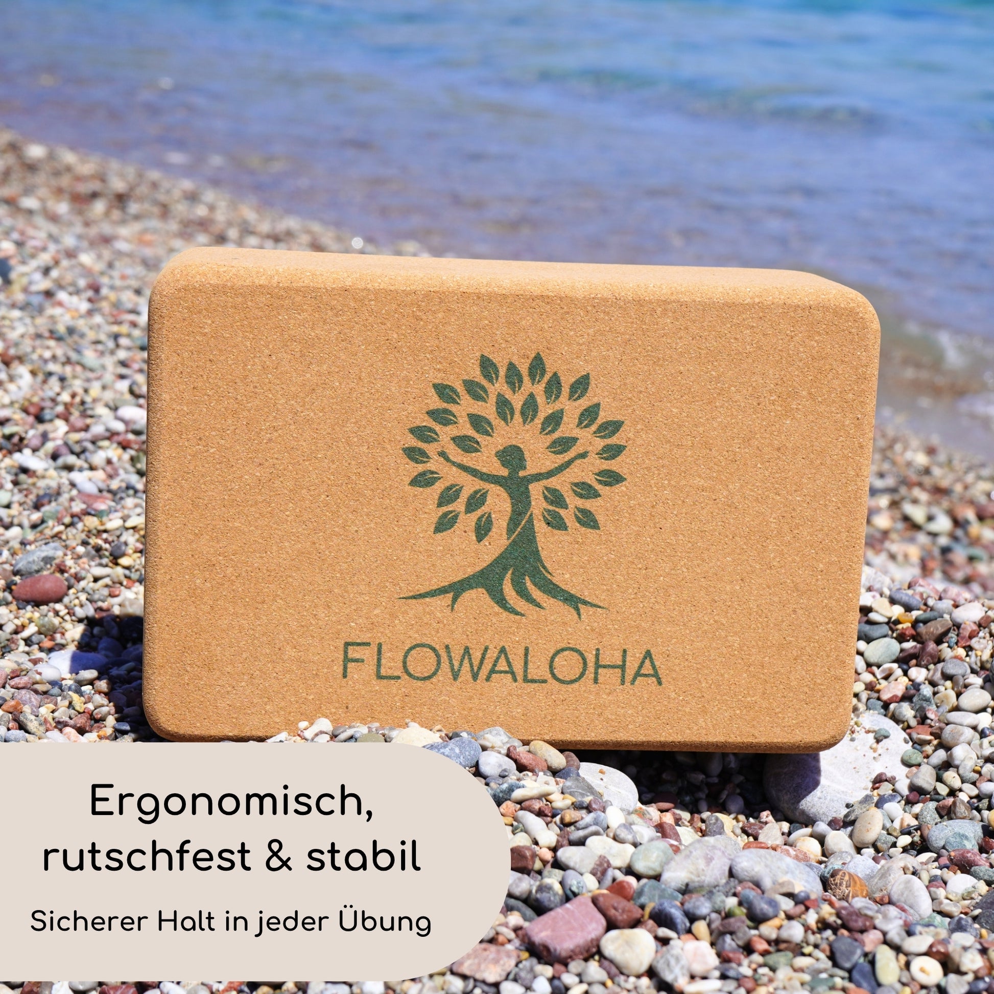 Kork Yogablock Nalani - Ergonomisch, rutschfest & stabil - sicherer Halt in jeder Übung