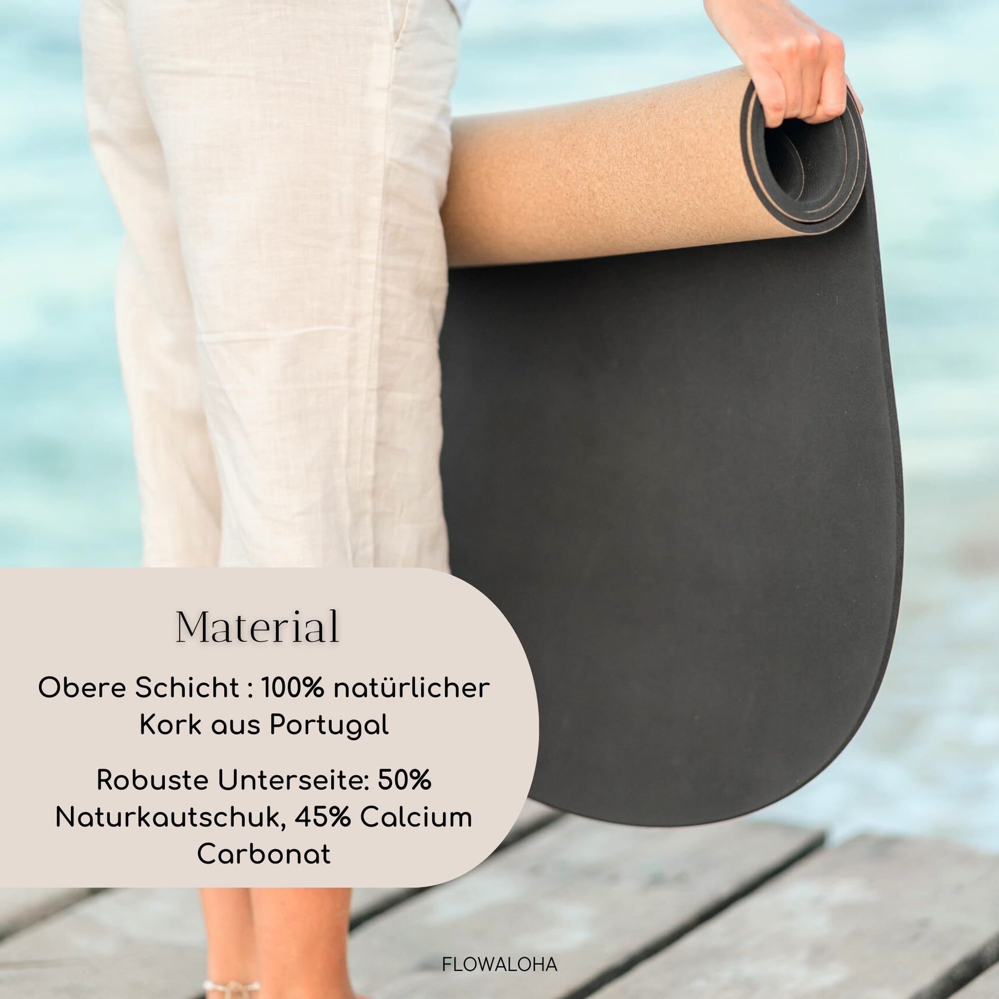 Ovale Kork Yogamatte Kalea - Beste Yogamatte 2025 - Nachhaltig & Rutschfest