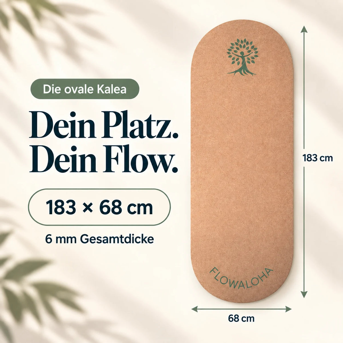 183 × 68 cm und 6 mm Stärke – grünes Logo