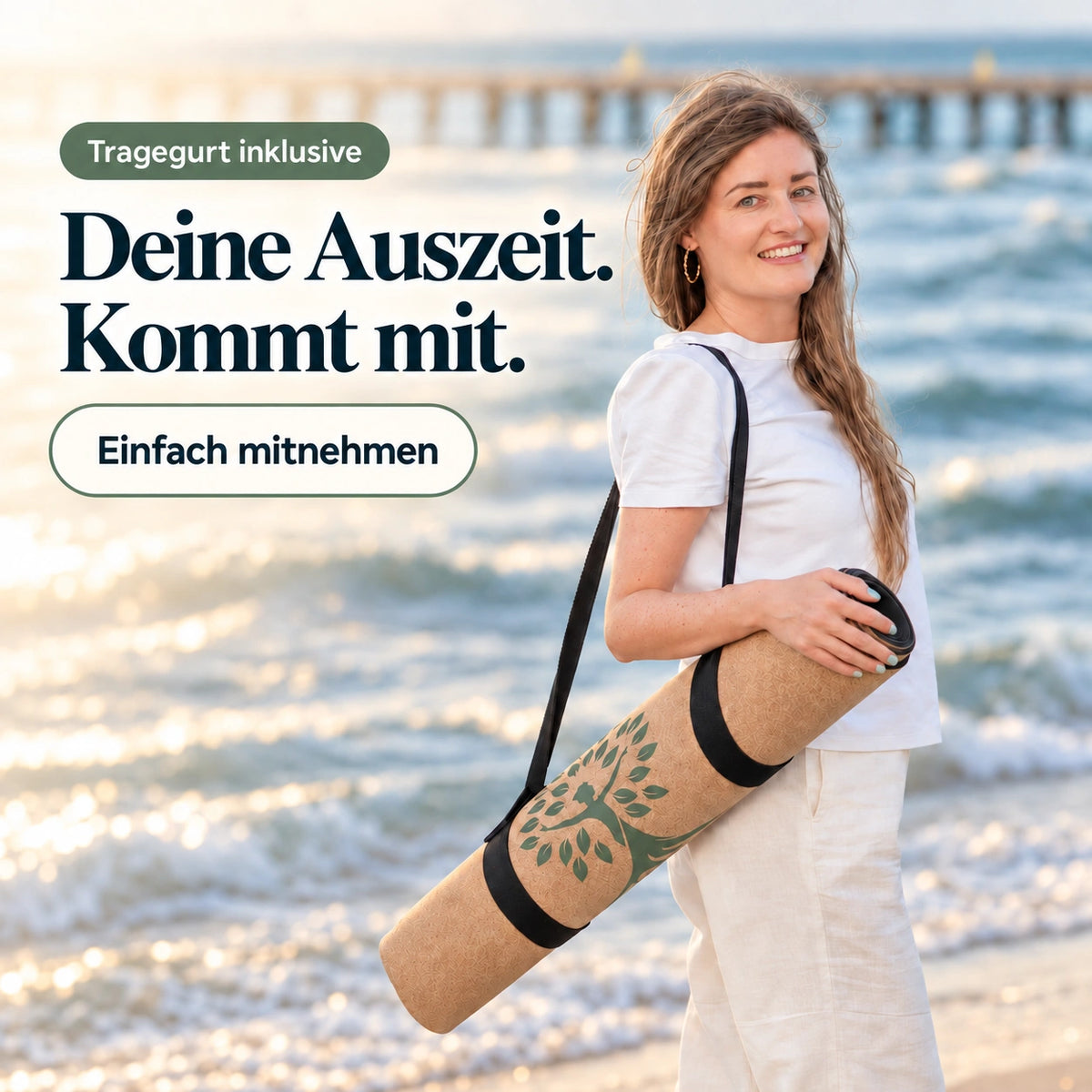 Kalea mit schwarzem Tragegurt – grünes Logo
