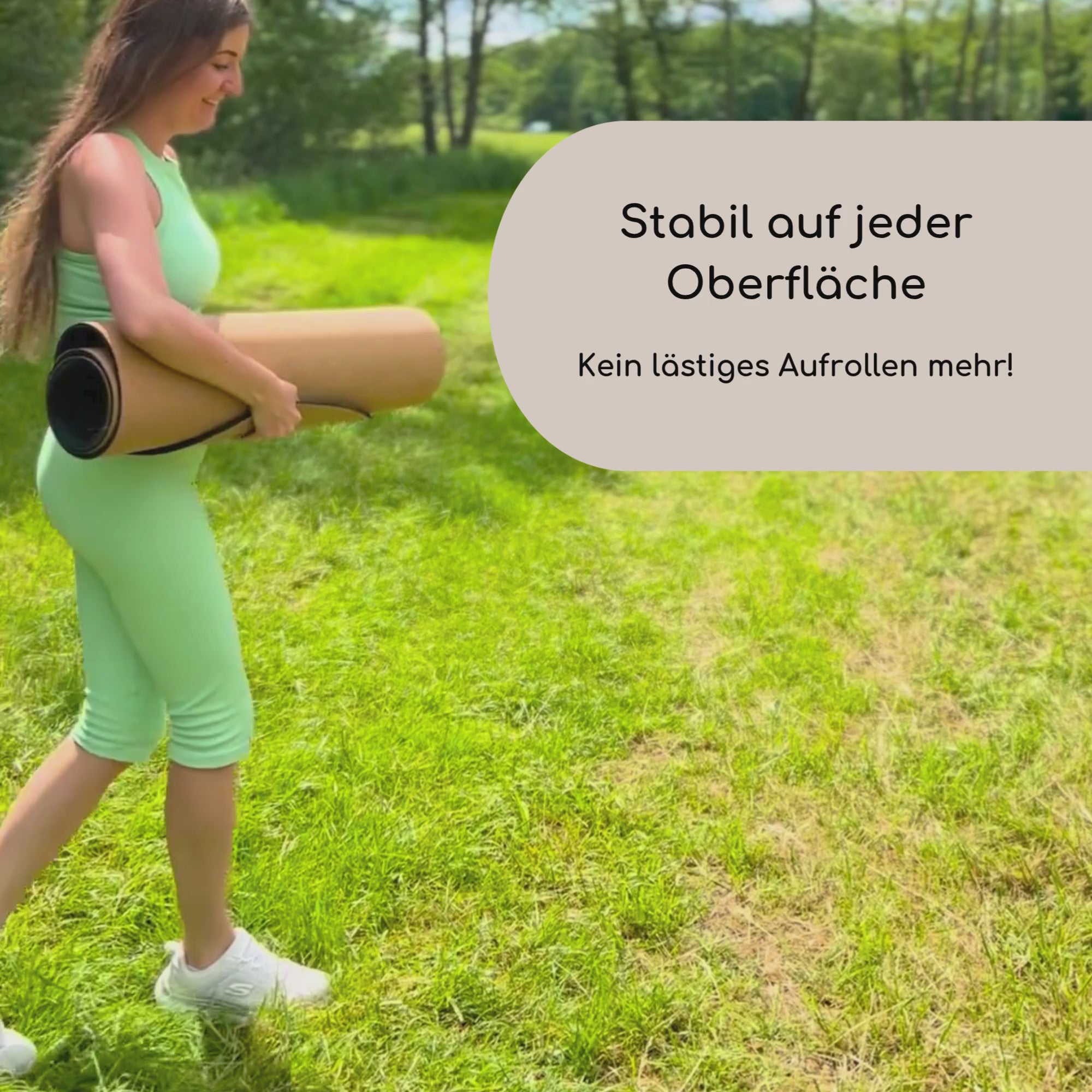 Ovale Kork Yogamatte Kalea - Stabil auf jeder Oberfläche - Kein lästiges Aufrollen mehr!