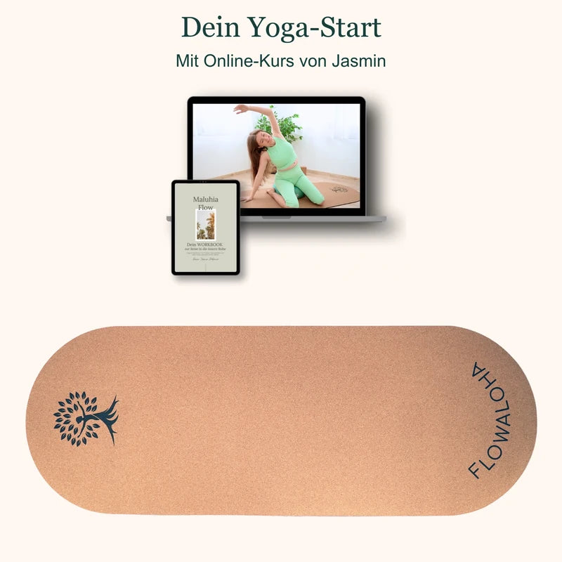 Kalea Starter Set mit Kork-Yogamatte, Bildschirmdarstellung des Onlinekurses mit Jasmin